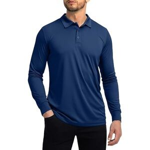 adidas Men's Deep Blue Long Sleeve golf Polo